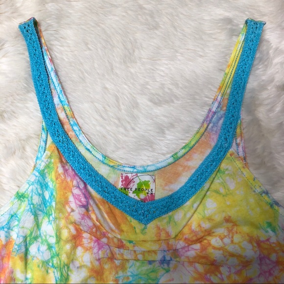 Free People Tie Dye Crochet Detail Tank Top - Picture 3 of 4